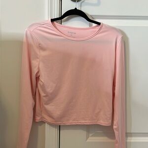 Cropped Long Sleeve Pink Tee